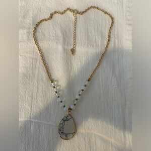 Teardrop stone pendant… 10 inches long with 3 inch extension chain